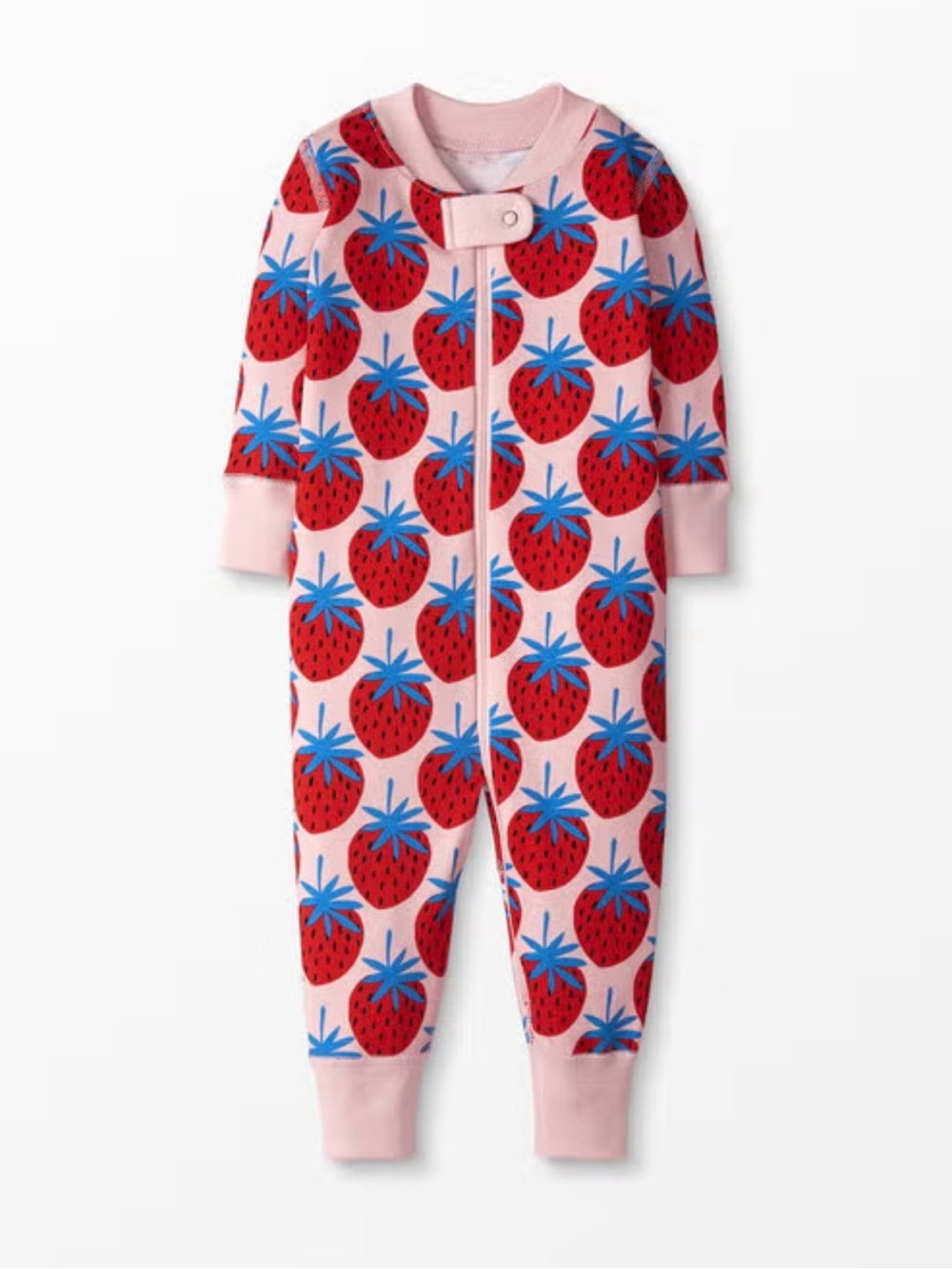 Hanna Andersson Organic Cotton Strawberry Zip Sleeper Pajamas 2T Pink Red